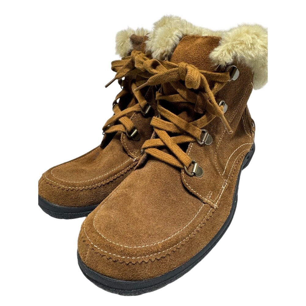 Bass Lonewolf Women's Leather Faux Fur Ankle Boots Size 8M‎ *flaw*